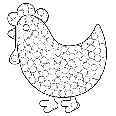 Rooster Dot Art Coloring Page